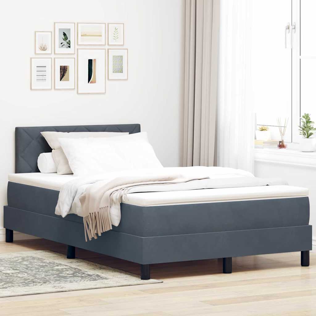 Letto a Sorgente LED con led Grigio scuro 120 x 200 cm Velluto