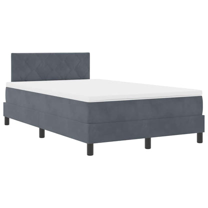 Letto a Sorgente LED con led Grigio scuro 120 x 200 cm Velluto