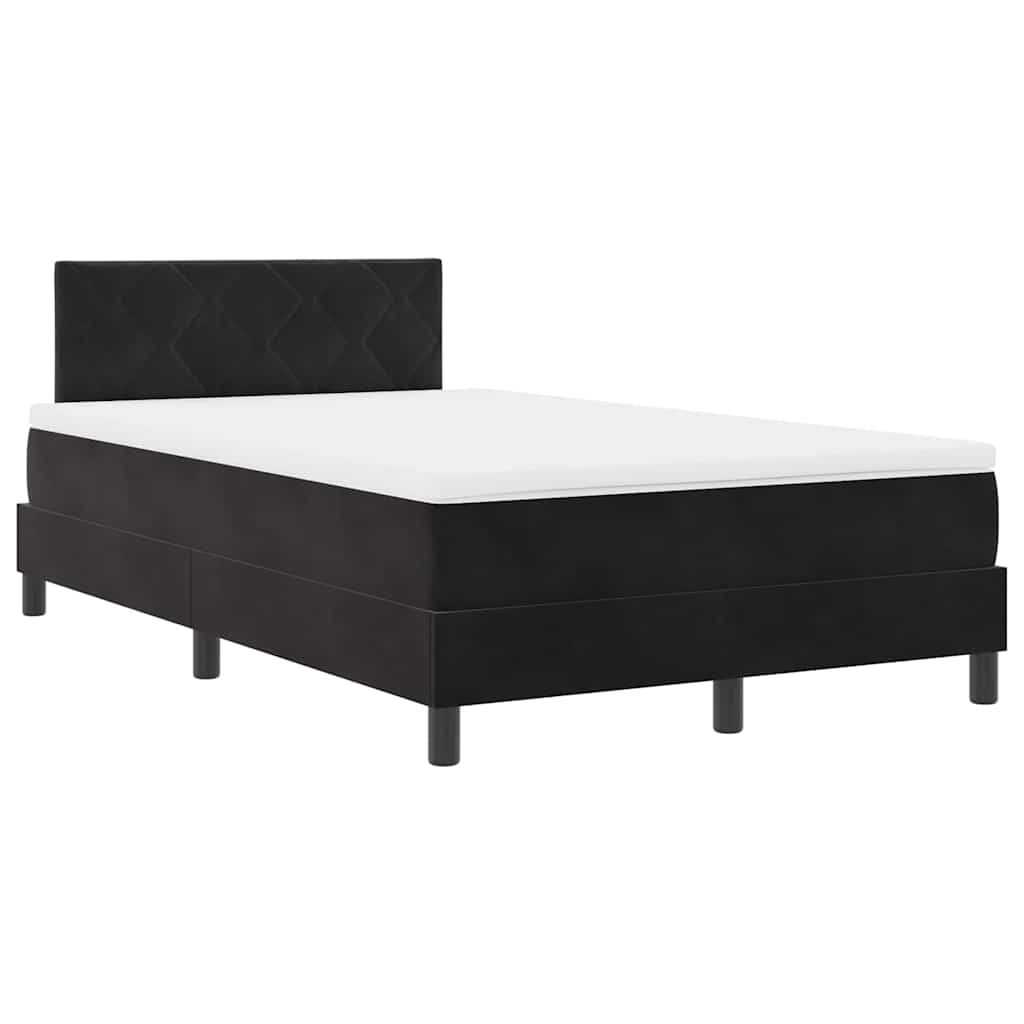 Letto a Sorgente LED con materasso Nero 120 x 200 cm Velluto