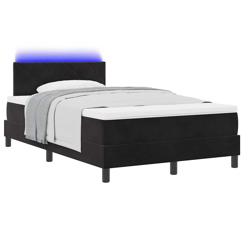 Letto a Sorgente LED con materasso Nero 120 x 200 cm Velluto