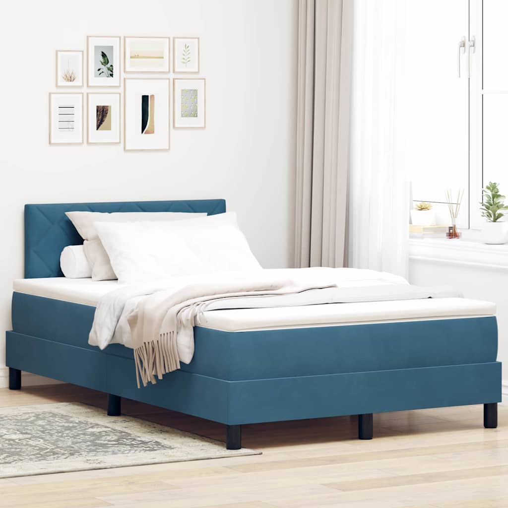 Letto a Sorgente LED con led Blu Scuro 120 x 200 cm Velluto