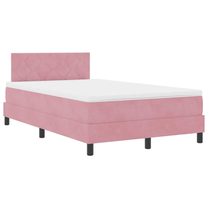 Letto a Sorgente LED con materasso Rosa 120 x 200 cm Velluto