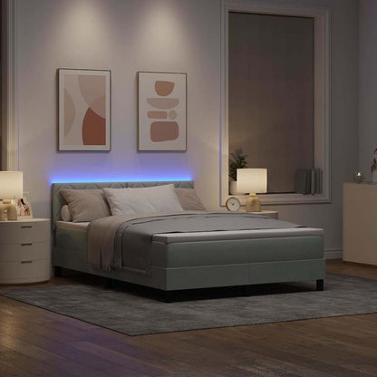 Letto a Sorgente LED con led Grigio chiaro 140 x 190 cm Velluto