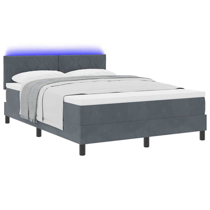 Letto a Sorgente LED con led Grigio scuro 140 x 190 cm Velluto