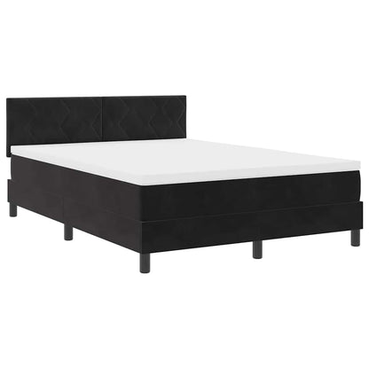Letto a Sorgente LED con materasso Nero 140 x 190 cm Velluto
