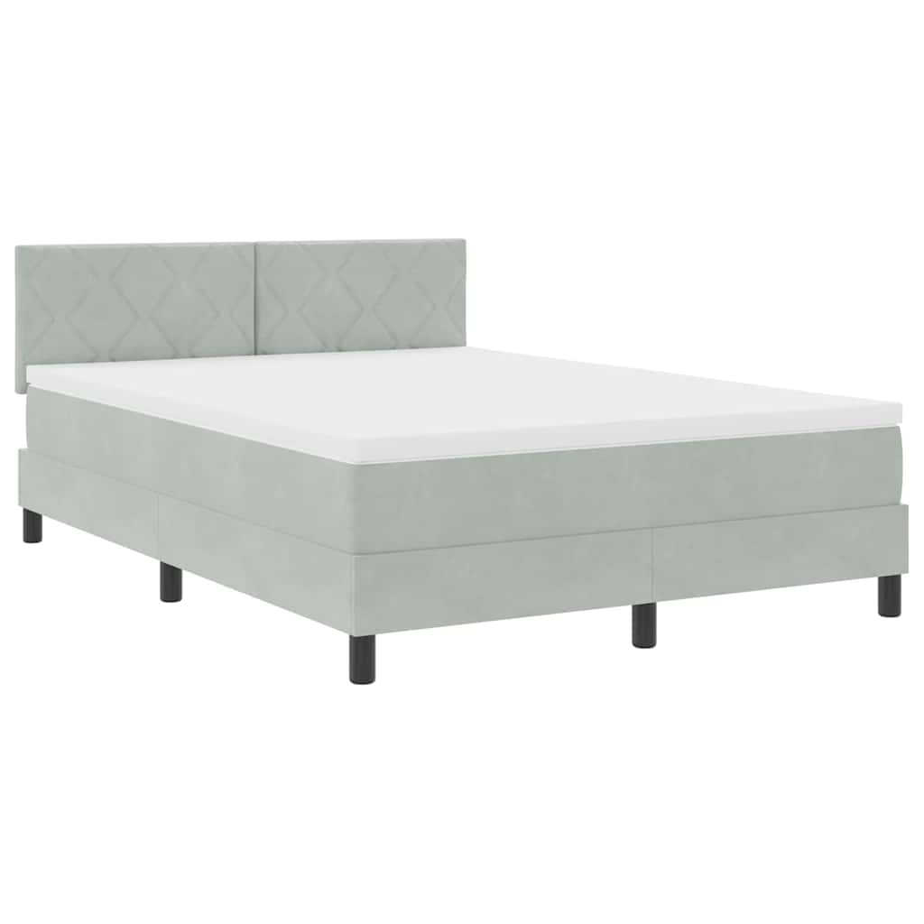 Letto a Sorgente LED con led Grigio chiaro 140 x 200 cm Velluto