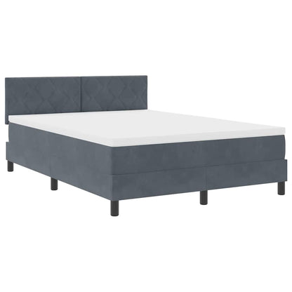Letto a Sorgente LED con led Grigio scuro 140 x 200 cm Velluto