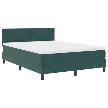 Letto a Sorgente LED con led Verde Scuro 140 x 200 cm Velluto