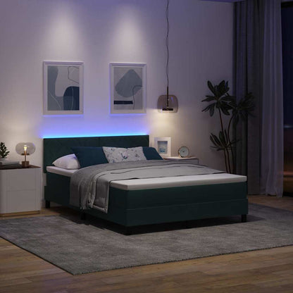 Letto a Sorgente LED con led Verde Scuro 160 x 200 cm Velluto
