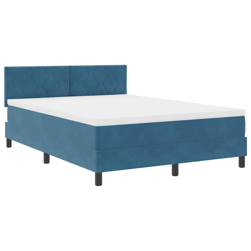 Letto a Sorgente LED con led Blu Scuro 160 x 200 cm Velluto