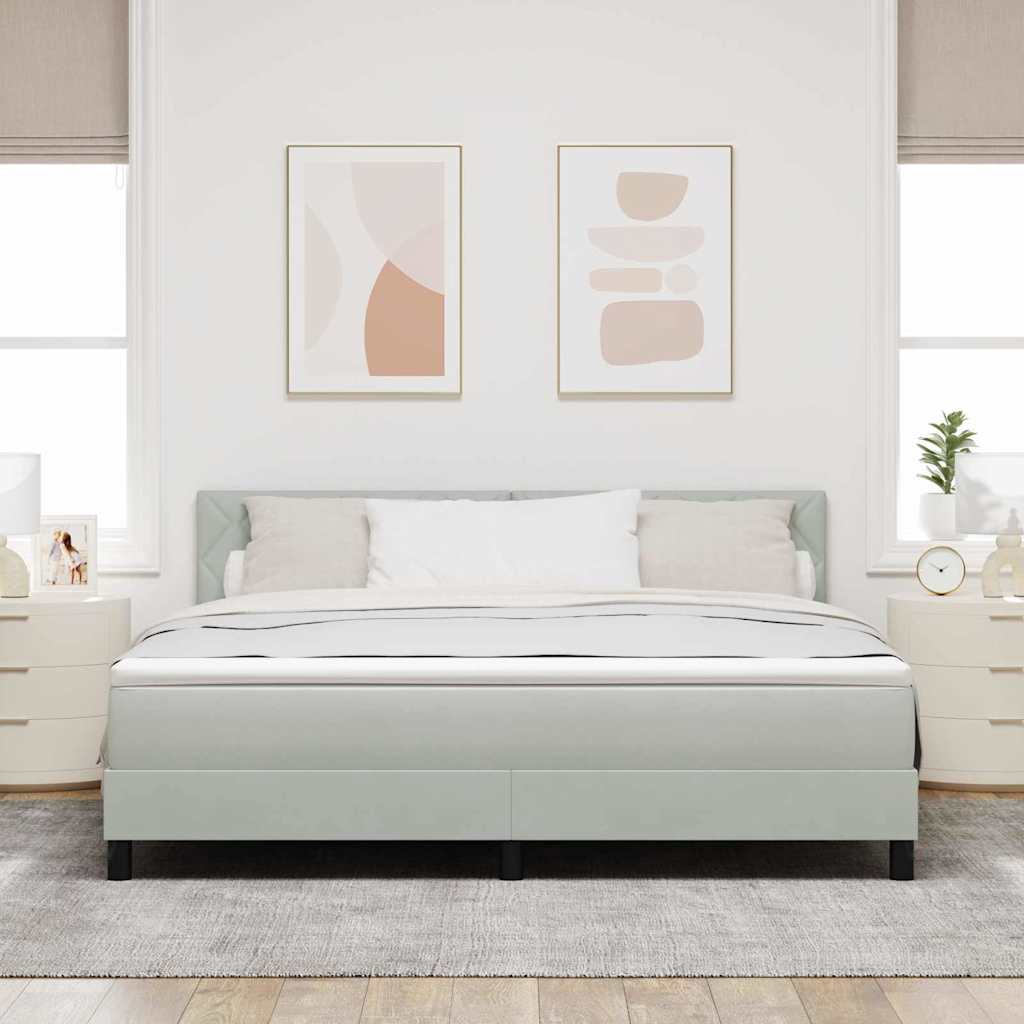 Letto a Sorgente LED con led Grigio chiaro 180 x 200 cm Velluto