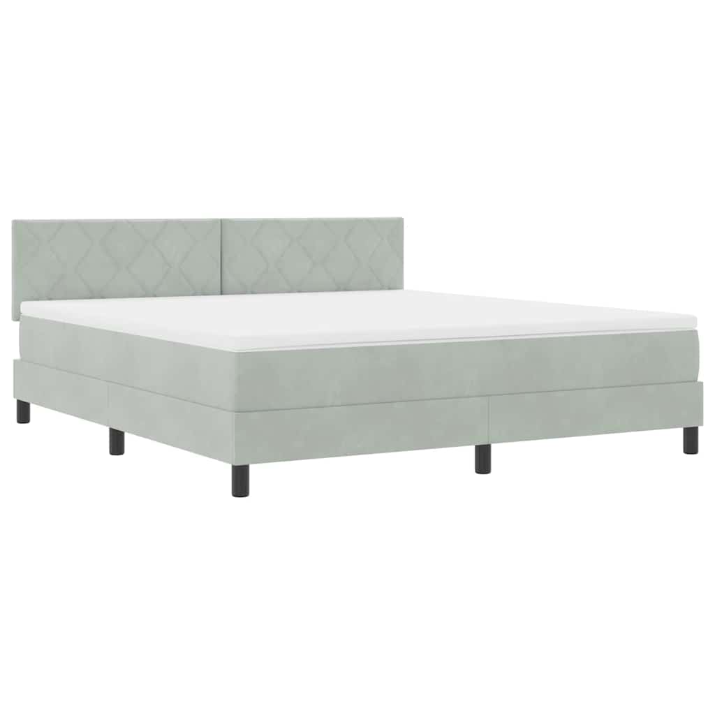 Letto a Sorgente LED con led Grigio chiaro 180 x 200 cm Velluto