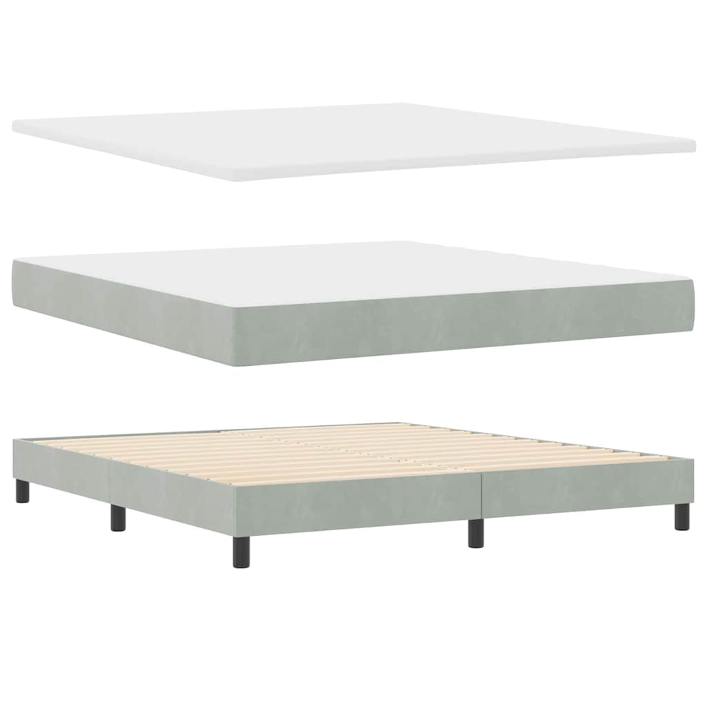 Letto a Sorgente LED con led Grigio chiaro 180 x 200 cm Velluto