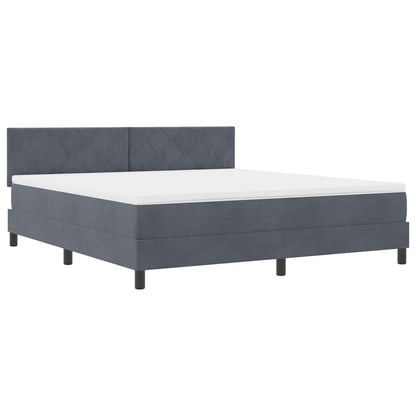 Letto a Sorgente LED con led Grigio scuro 180 x 200 cm Velluto