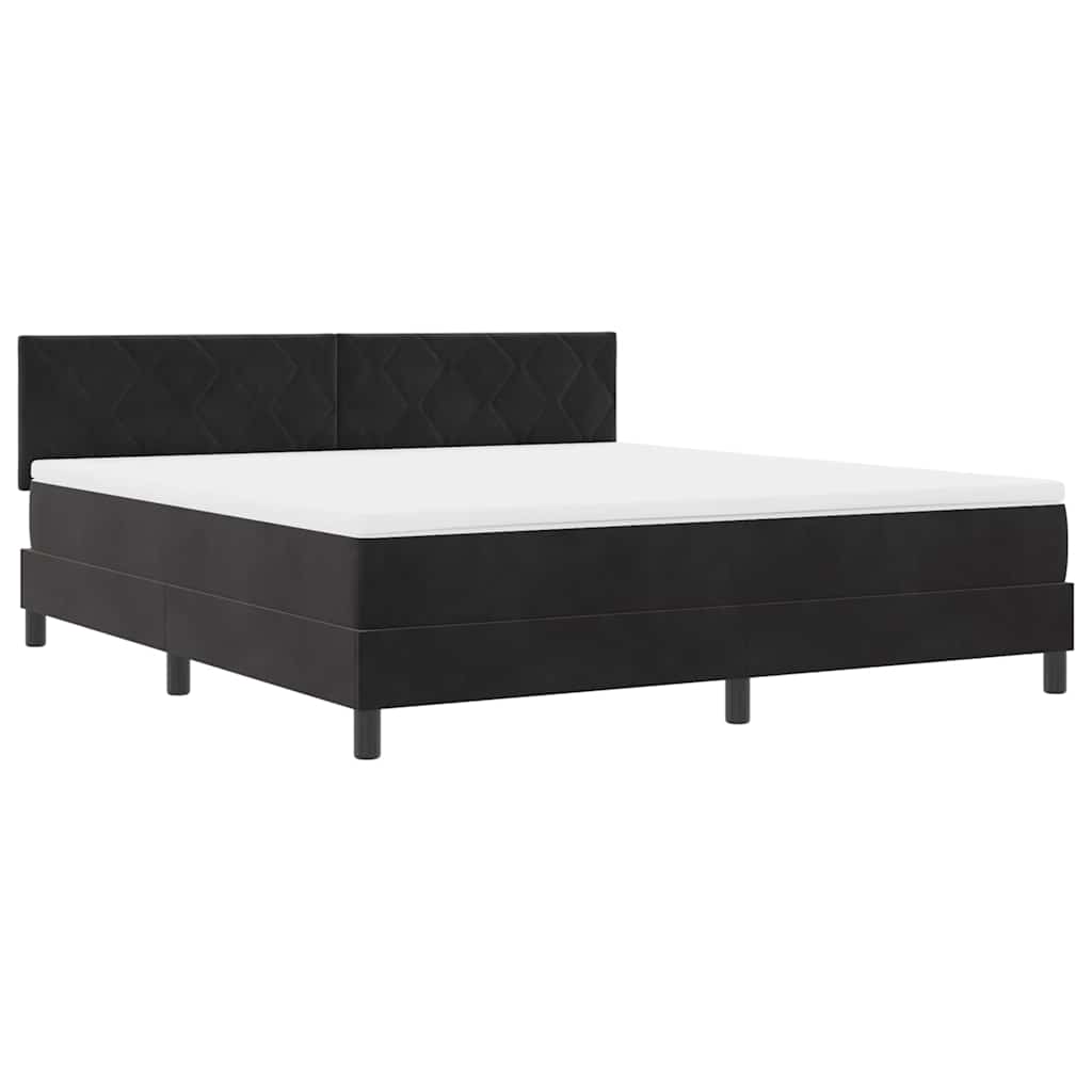 Letto a Sorgente LED con materasso Nero 180 x 200 cm Velluto