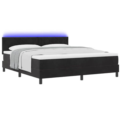 Letto a Sorgente LED con materasso Nero 180 x 200 cm Velluto