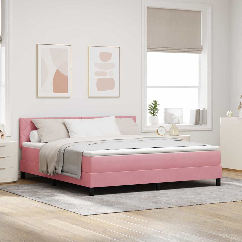 Letto a Sorgente LED con materasso Rosa 180 x 200 cm Velluto