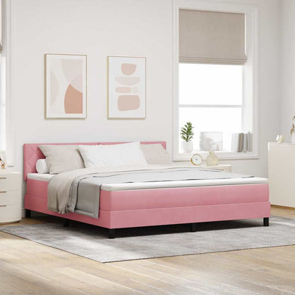 Letto a Sorgente LED con materasso Rosa 180 x 200 cm Velluto