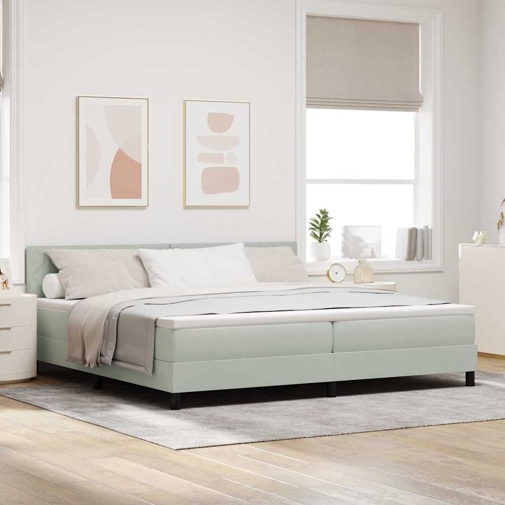 Letto a Sorgente LED con led Grigio chiaro 200 x 200 cm Velluto