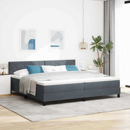 Letto a Sorgente LED con led Grigio scuro 200 x 200 cm Velluto