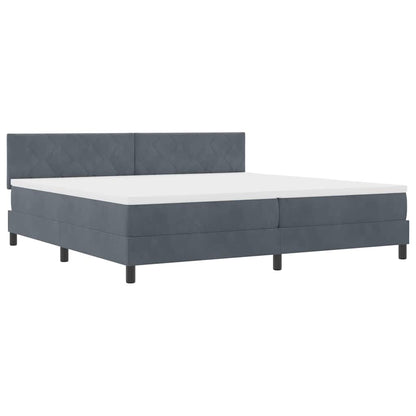 Letto a Sorgente LED con led Grigio scuro 200 x 200 cm Velluto
