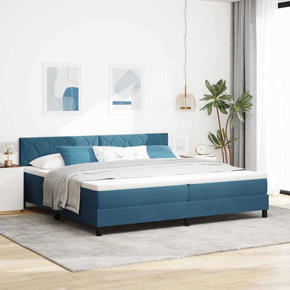 Letto a Sorgente LED con led Blu Scuro 200 x 200 cm Velluto