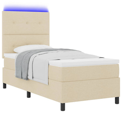 Letto a molle con materasso con led Crema 90 x 190 cm Tessuto