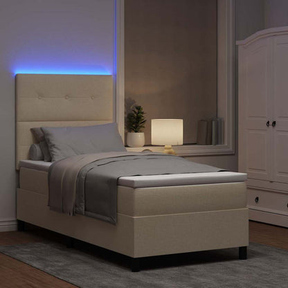 Letto a molle con materasso con led Crema 90 x 200 cm Tessuto