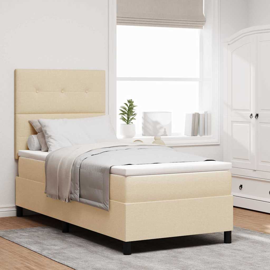 Letto a molle con materasso con led Crema 90 x 200 cm Tessuto