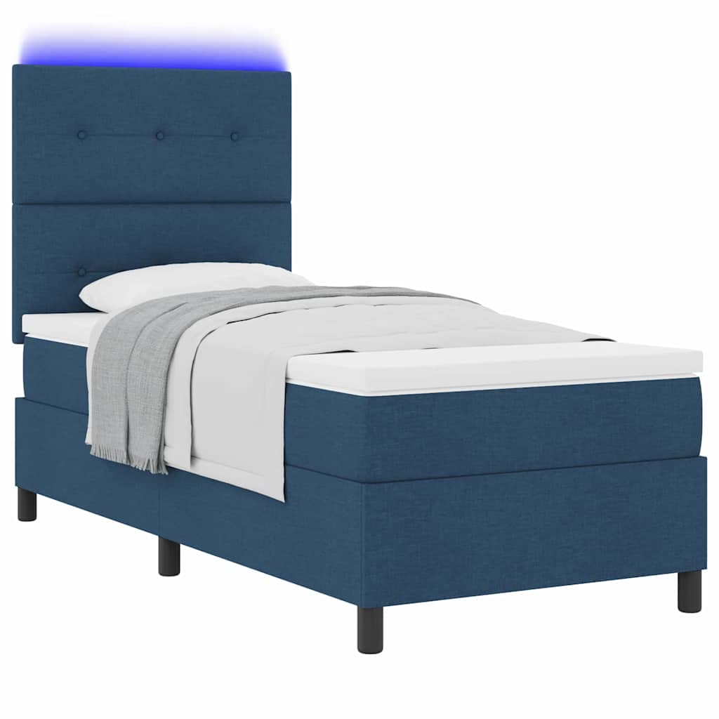 Letto a molle con materasso con led Blu 90 x 200 cm Tessuto