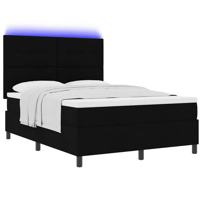 Letto a molle con materasso con led Nero 140 x 190 cm Tessuto