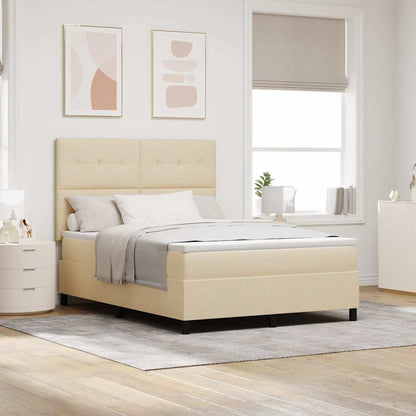 Letto a molle con materasso con led Crema 140 x 190 cm Tessuto