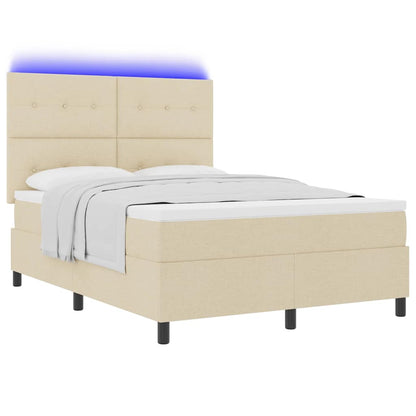 Letto a molle con materasso con led Crema 140 x 190 cm Tessuto