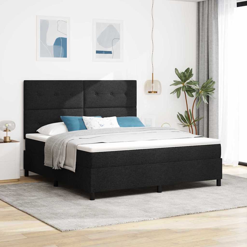 Letto a molle con materasso con led Nero 180 x 200 cm Tessuto