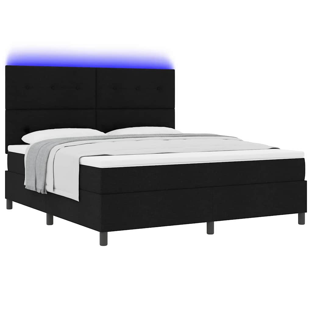 Letto a molle con materasso con led Nero 180 x 200 cm Tessuto