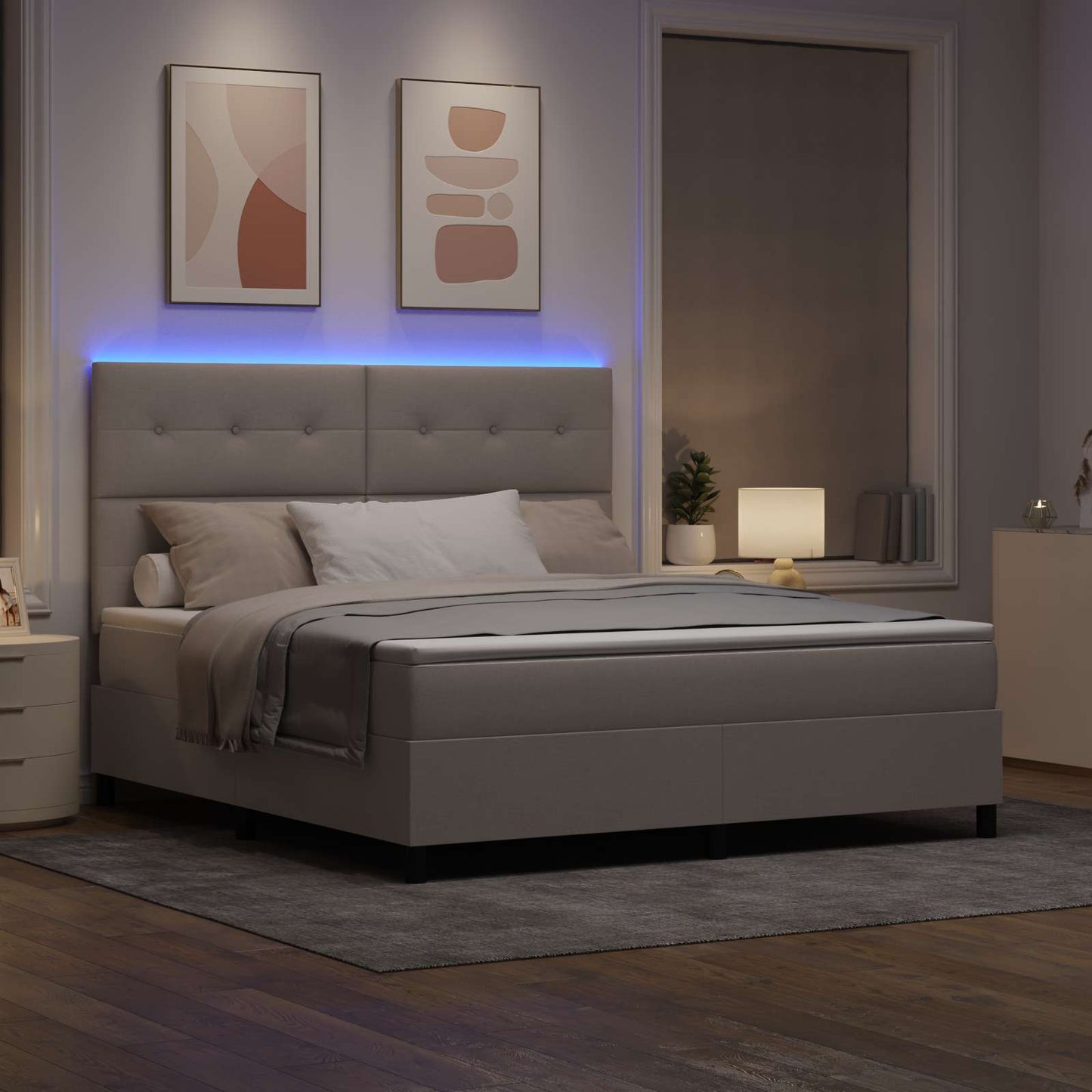 Letto a molle con materasso con led Talpa 180 x 200 cm Tessuto