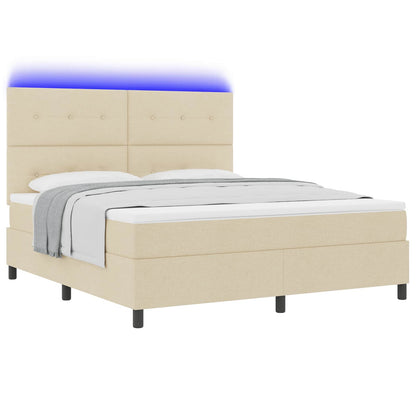 Letto a molle con materasso con led Crema 180 x 200 cm Tessuto
