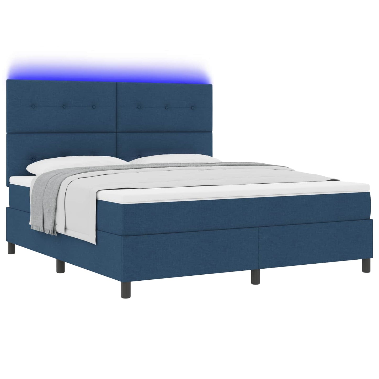 Letto a molle con materasso con led Blu 180 x 200 cm Tessuto