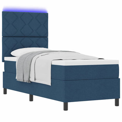 Letto a molle con materasso con led Blu 80 x 200 cm Tessuto