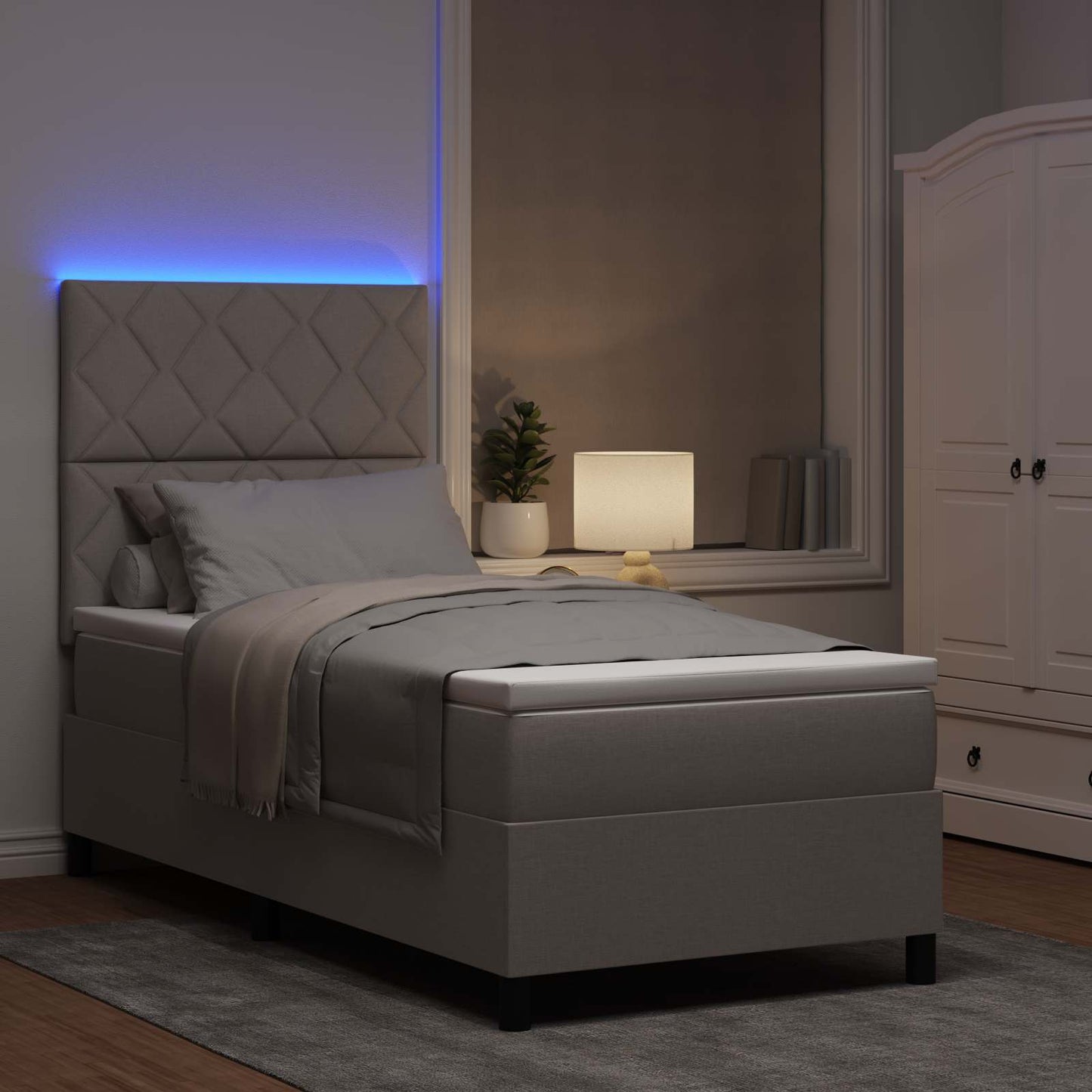 Letto a molle con materasso con led Talpa 100 x 200 cm Tessuto