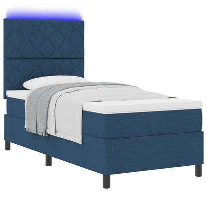 Letto a molle con materasso con led Blu 100 x 200 cm Tessuto