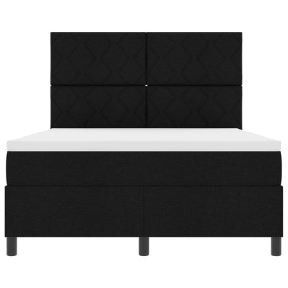 Letto a molle con materasso con led Nero 160 x 200 cm Tessuto