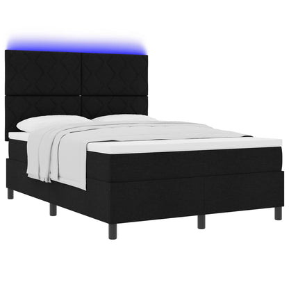 Letto a molle con materasso con led Nero 160 x 200 cm Tessuto