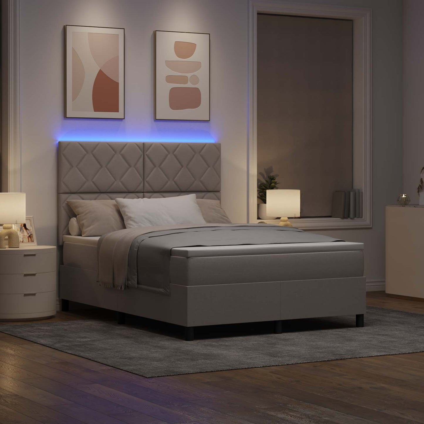 Letto a molle con materasso con led Talpa 160 x 200 cm Tessuto