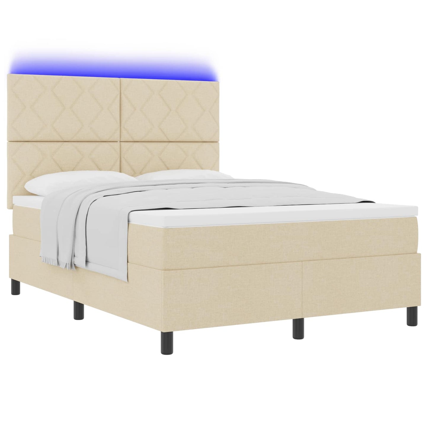 Letto a molle con materasso con led Crema 160 x 200 cm Tessuto