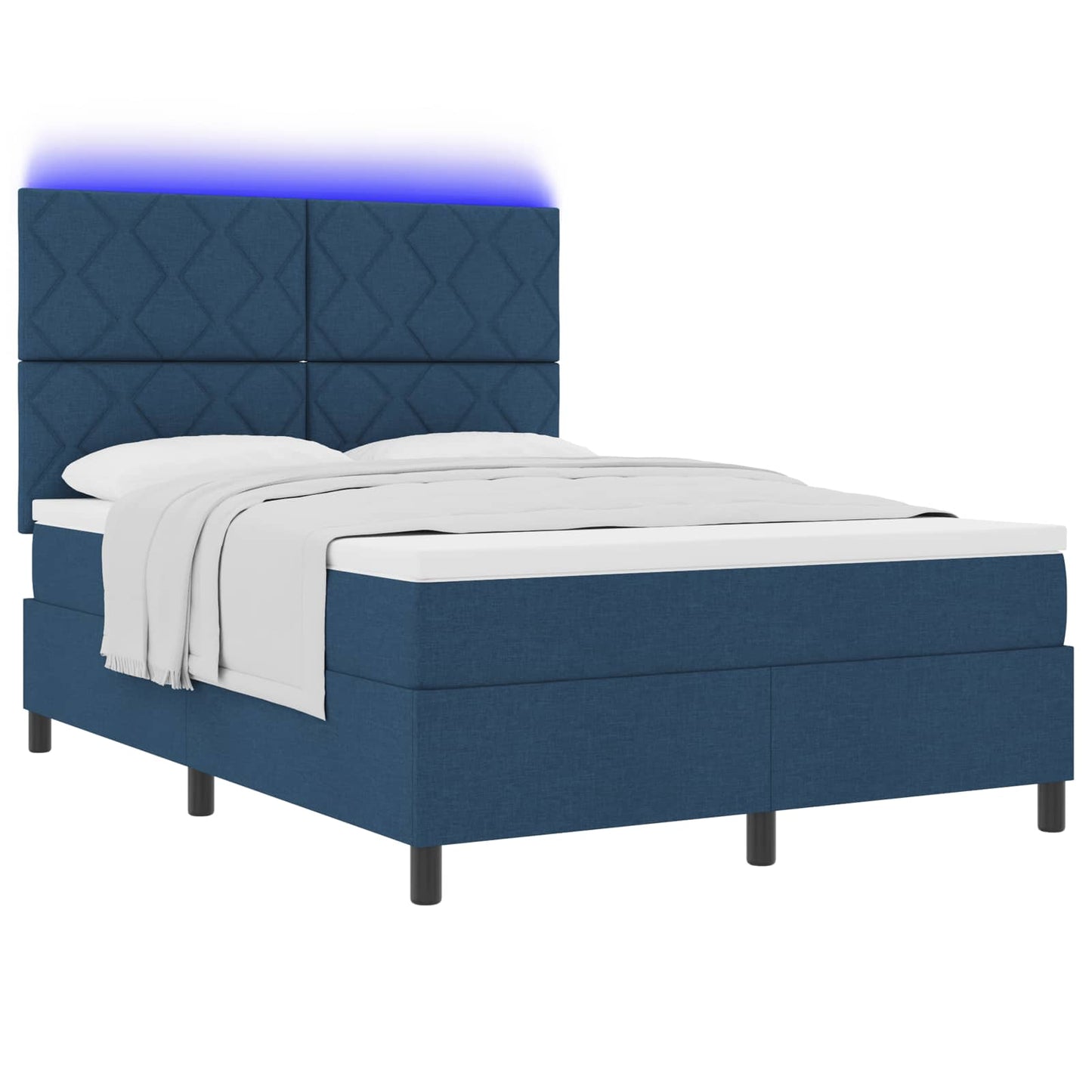 Letto a molle con materasso con led Blu 160 x 200 cm Tessuto