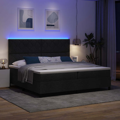 Letto a molle con materasso con led Nero 200 x 200 cm Tessuto