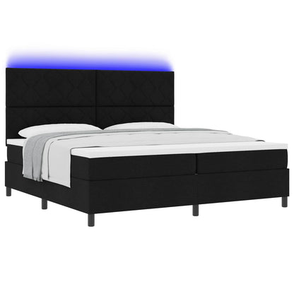 Letto a molle con materasso con led Nero 200 x 200 cm Tessuto
