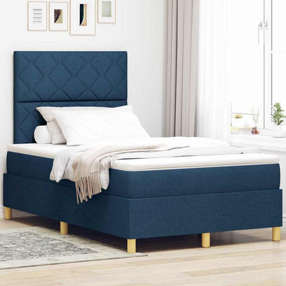 Letto a Sorgente LED con materasso Blu 120 x 190 cm Tessuto