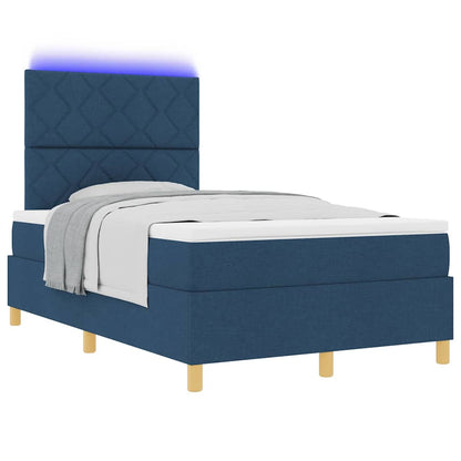 Letto a Sorgente LED con materasso Blu 120 x 190 cm Tessuto